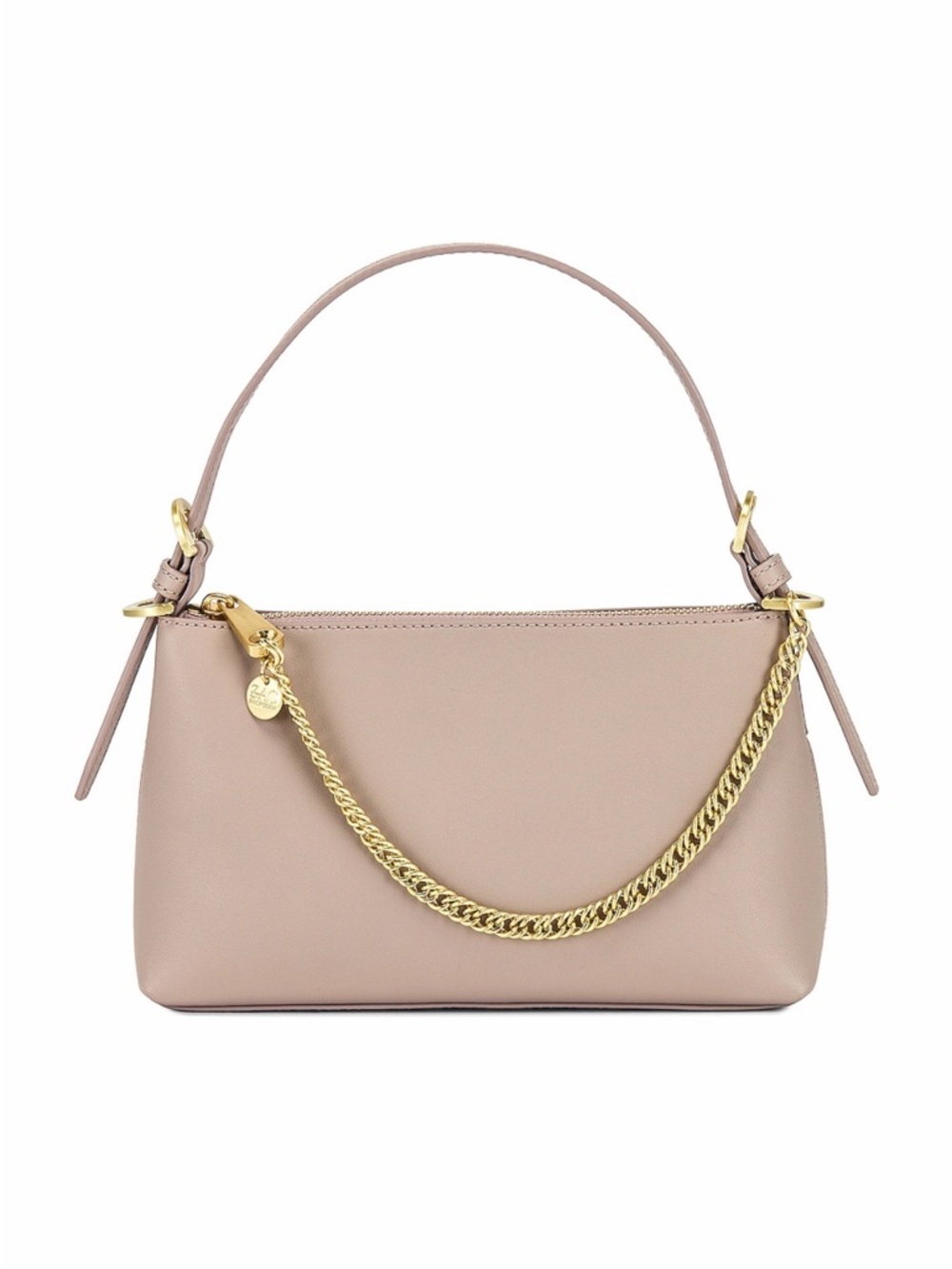 Zac Posen Taupe Top-Handle Shoulder Bag with Gold Chain